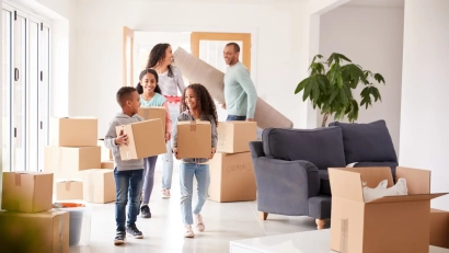 a family moving in a new home