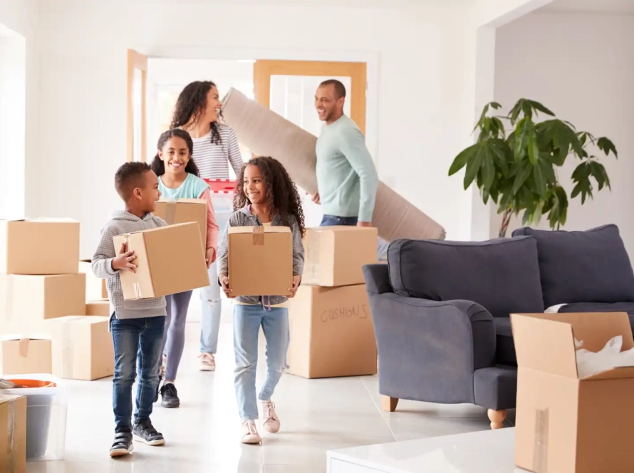 a family moving in a new home